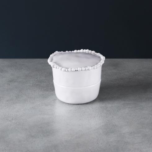 Alegria Stackable Salt-Pepper Cellar with Lid (White)