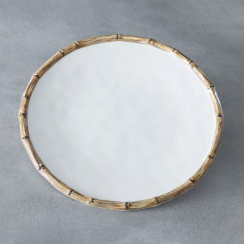 Bamboo 11" Dinner Plate Set of 4 (White and Natural)