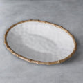 Bamboo Large Oval Platter (White and Natural)