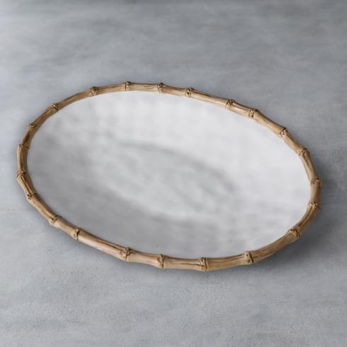 Bamboo Large Oval Platter (White and Natural)