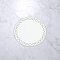 Round Embroidered Quatrefoil  15.5" Round Placemats Set of 4 (Green)