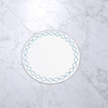 Round Embroidered Quatrefoil 15.5" Round Placemats Set of 4 (Blue)