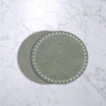 Round Embroidered Dots 15.5" Round Placemats Set of 4 (Green and White)