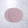Round Embroidered Dots 15.5" Round Placemats Set of 4 (Pink and White)
