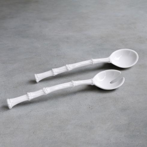 Bamboo Large Salad Servers (White)