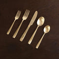 Charlotte Stainless Flatware Set of 5 (Full Brushed Champagne Gold)