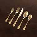 Droplet Stainless Flatware Set of 5 (Full Brushed  Champagne Gold)