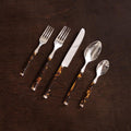 Tortoise and Stainless Flatware Set of 5