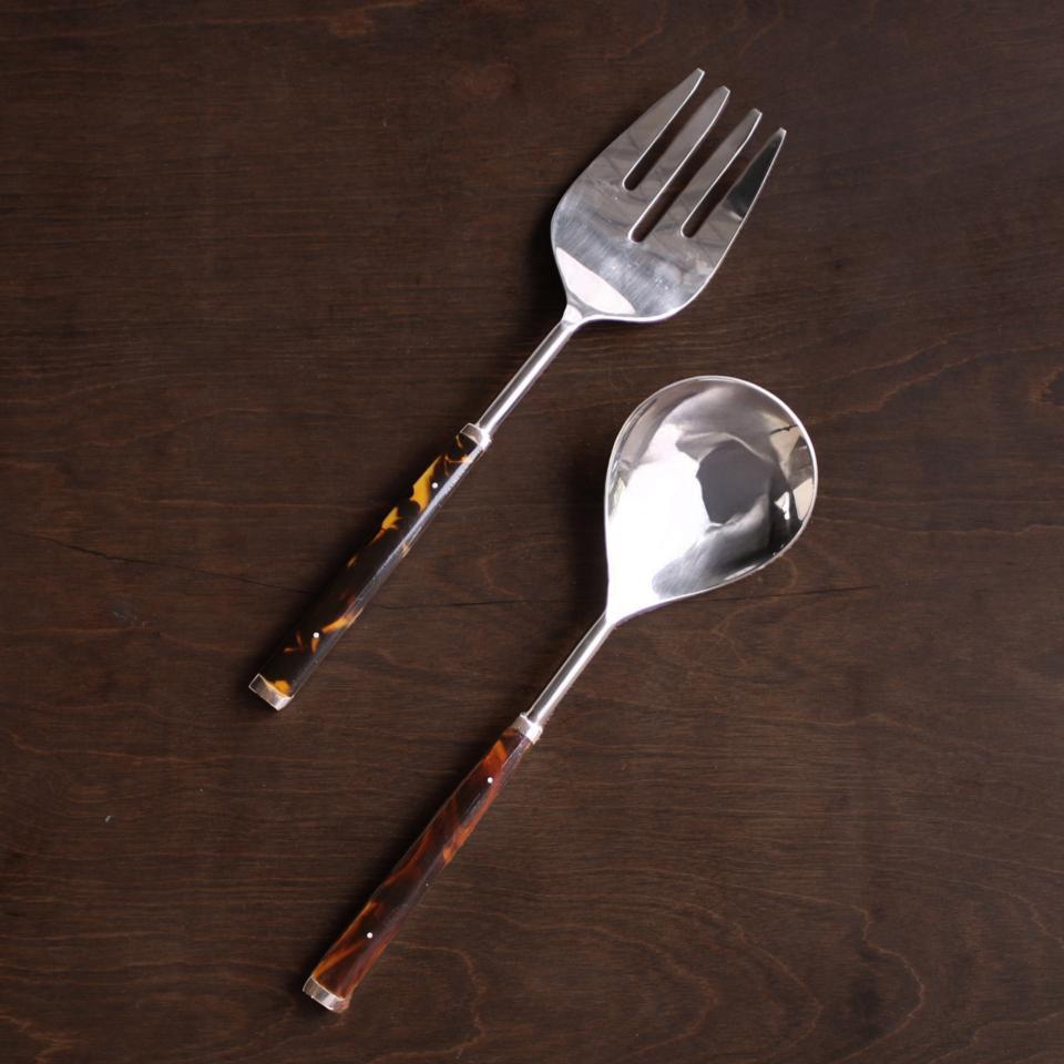 Tortoise and Gold Stainless Salad Servers