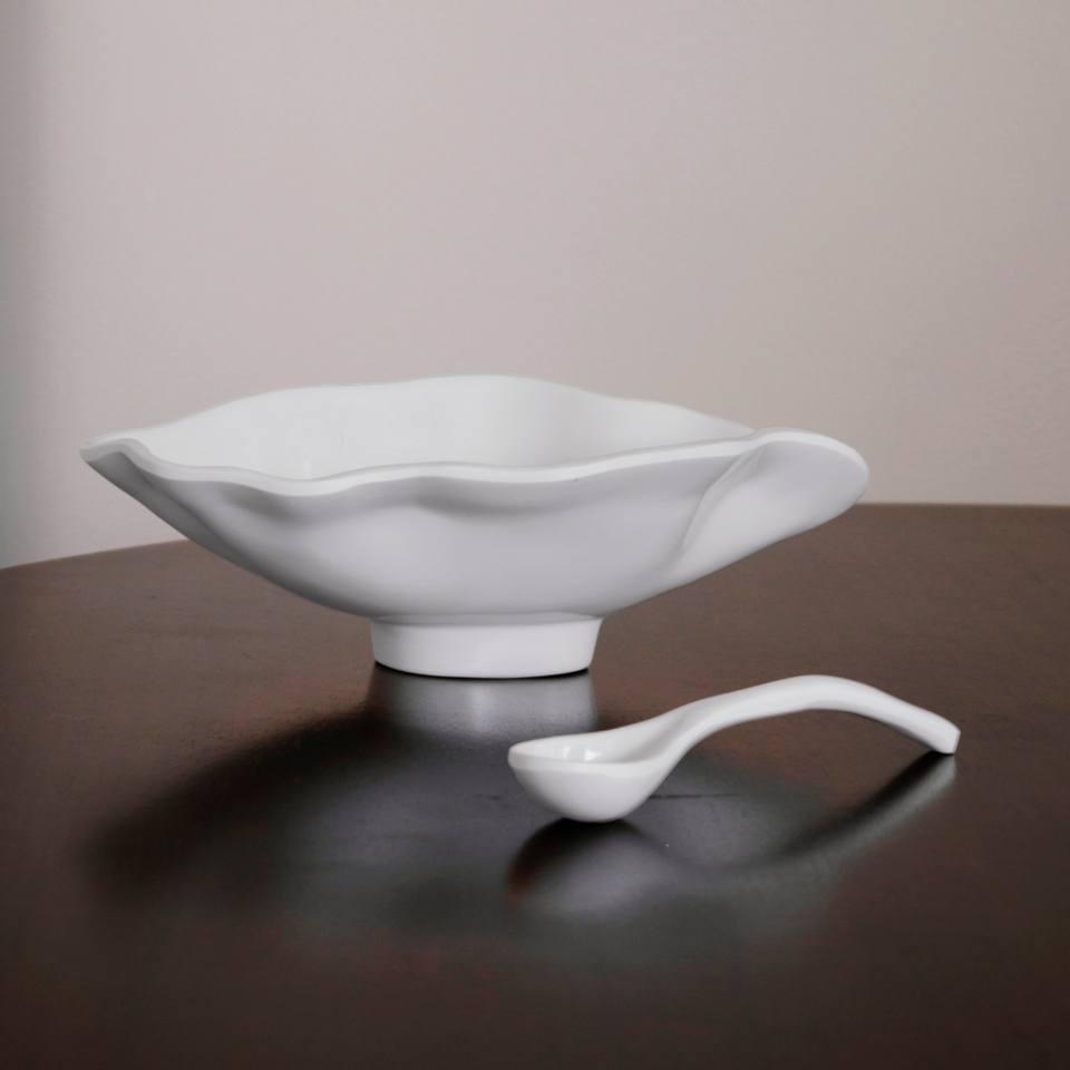 Havana Small Oval Bowl with Spoon (White)