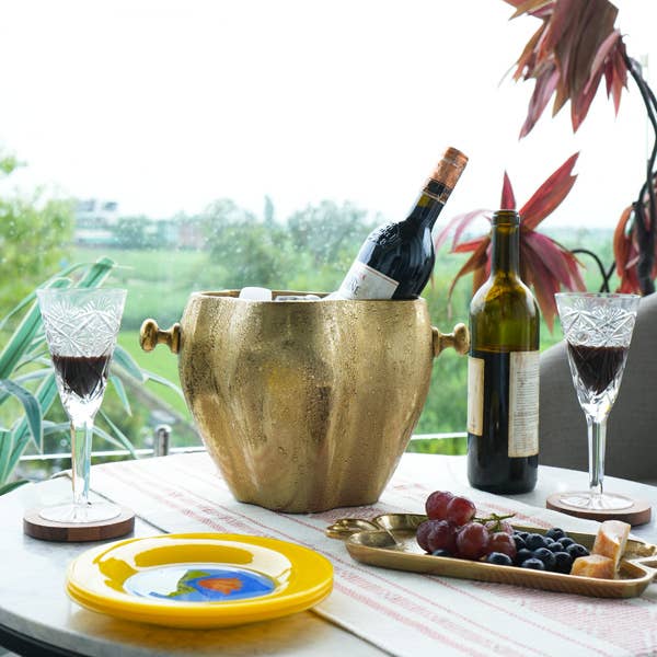 Sculpted Gold Wine Cooler