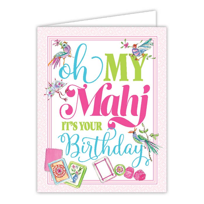 Handpainted Oh My Mahj It's Your Birthday Greeting Card