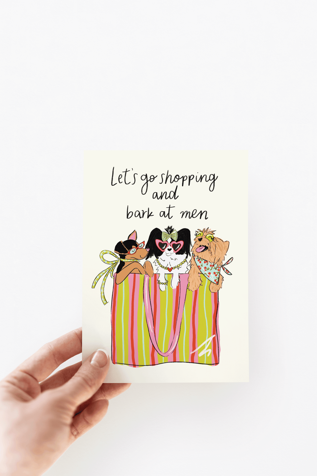 Shopping & Bark at Boys Dogs Girl's Day Greeting Card