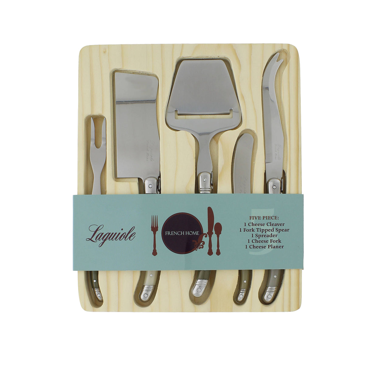 Laguiole Cheese Knife, Fork & Slicer Set, 5 Piece