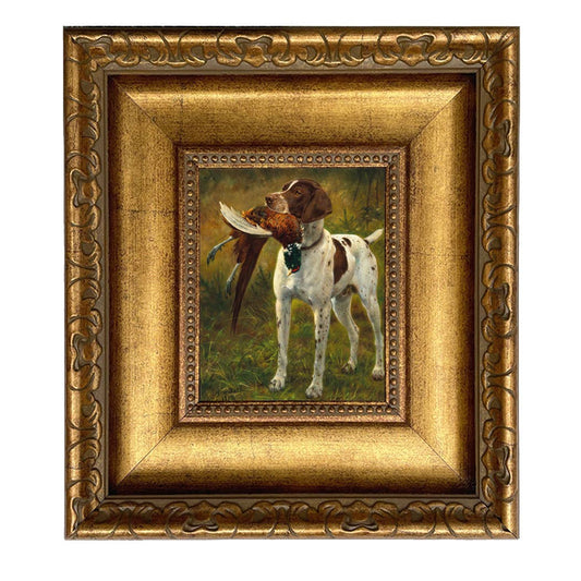 English Pointer with Pheasant Painting Print on Canvas
