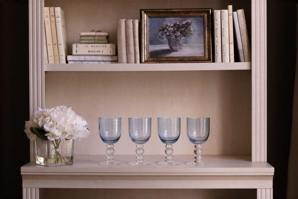 GLASS French Swirl Wine Set of 4 (Blue)