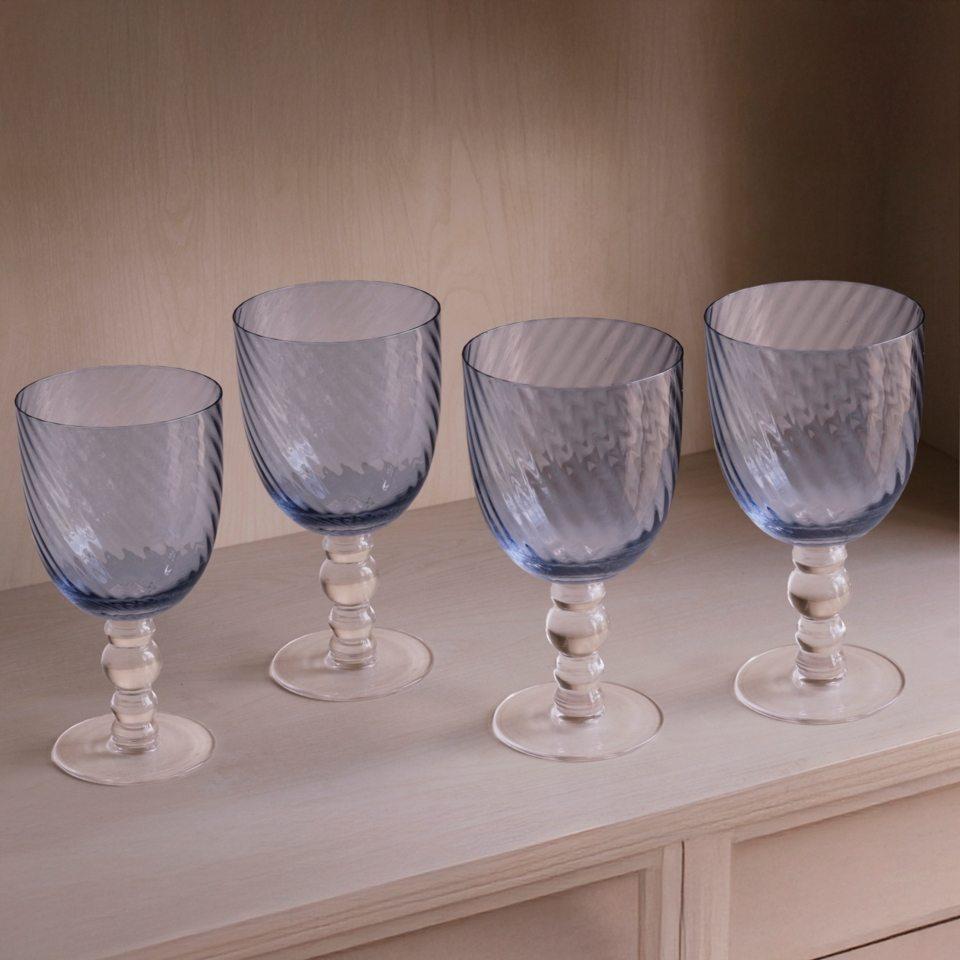 GLASS French Swirl All Purpose Set of 4 (Blue)
