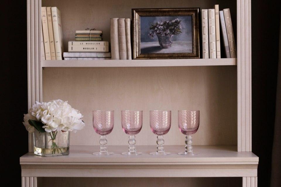 GLASS French Swirl Wine Set of 4 (Pink)