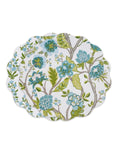 VIDA Blooms &amp; Branches Reversible  Round Placemats Set of 4 (Teal &amp; Green)