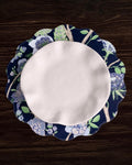 VIDA Blooms & Branches Reversible  Round Placemats Set of 4 (Navy & Green)