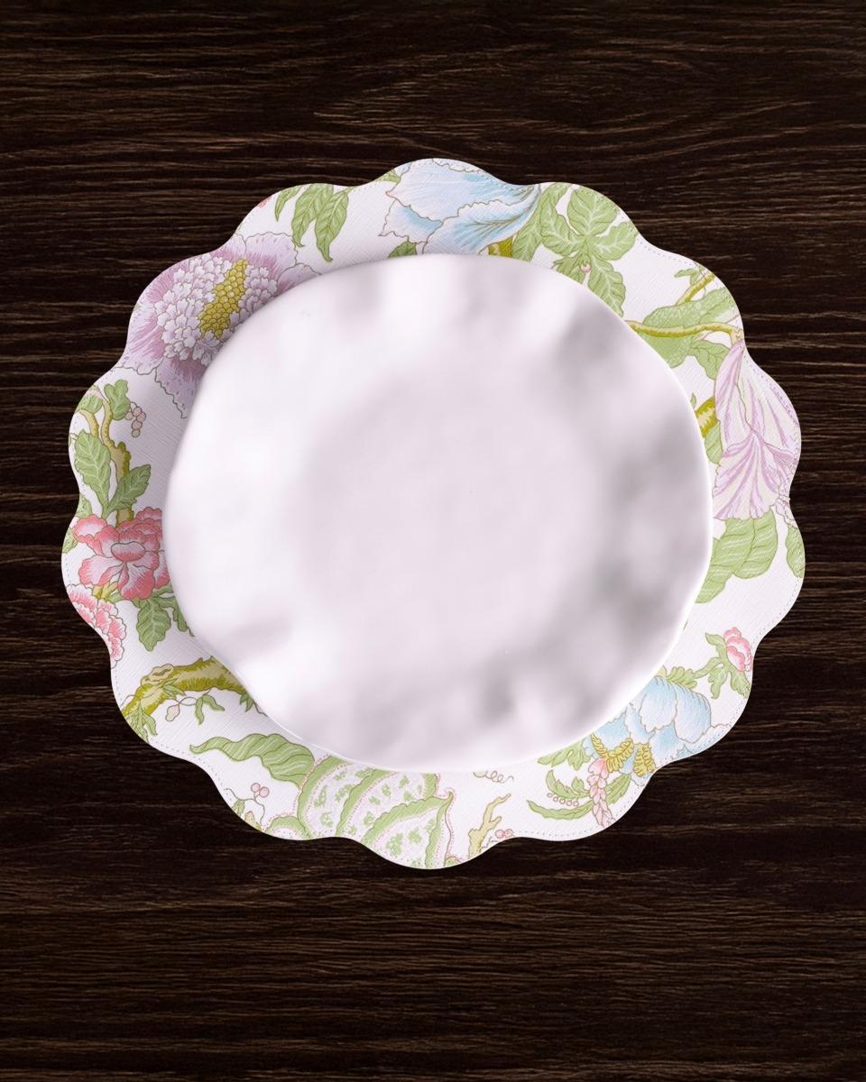 VIDA Blooms  &amp; Branches Reversible  Round Placemats Set of 4 (Pastel Pink &amp; Blue)