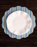 VIDA Bluebonnet &amp; Stripes Reversible  Round Placemats Set of 4 (Blue &amp; Green)