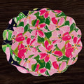 VIDA Butterflies &amp; Flowers Reversible  Round Placemats Set of 4 (Pink &amp; Green)