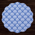 Flowers & Pattern Reversible  Round Placemats Set of 4 (Blue & White)