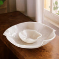 Alabaster Bowl with Dip White Swirl