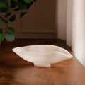 Alabaster Small Oval Bowl White Swirl