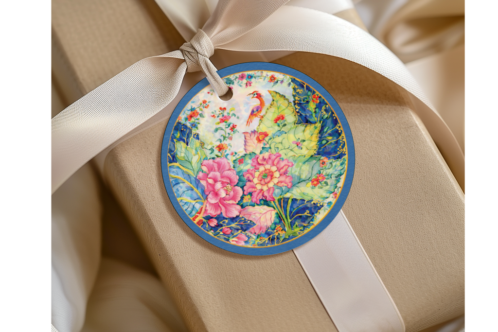 Tobacco Leaf Inspired, Chinoiserie Gift Tag Set of 8