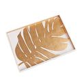 INDOCHINE Large Lacquered PhilodendronTray (White and Gold)