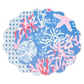 VIDA Sealife and Rattan Reversible Round Placemats Set of 4 Blue & Pink