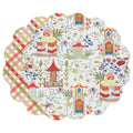 VIDA Pagoda and Carlie Plaid Reversible 15.5 Round Placemats Set of 4 Red & Orange