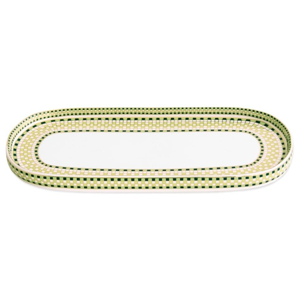 Ravenna Long Oval Platter Set of 2 Green & Gold