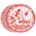 VIDA Faenza and Leopard Reversible Round Placemats Set of 4 (White &amp; Red)