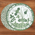 VIDA Faenza and Leopard Reversible Round Placemats Set of 4 (White &amp; Green)