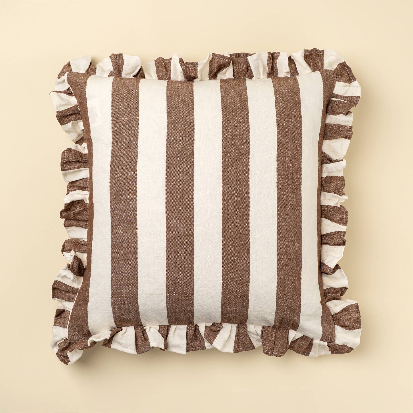20x20 Ruffle Thick Stripe Pillow, Brown