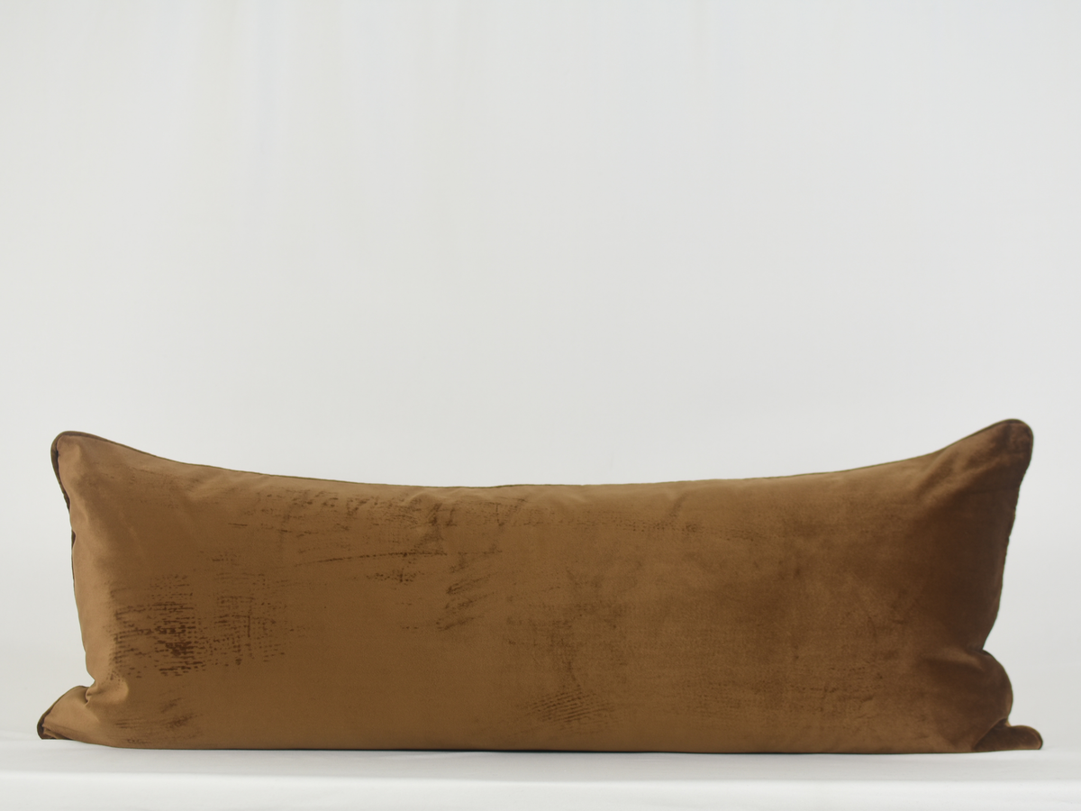 Sidra Brown Pillow - Solid Brown Velvet Pillow with Piping