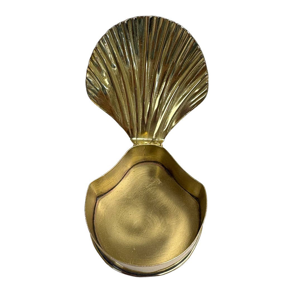 Antiqued Brass Sea Shell Decorative Trinket Box, 2-3/4"