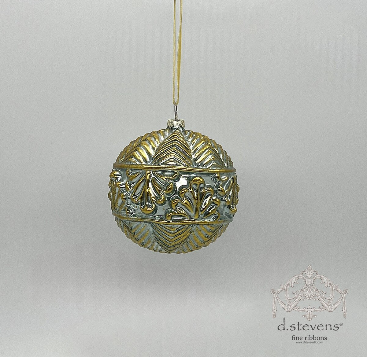 100mm glass chevron fleur di lis, rust green