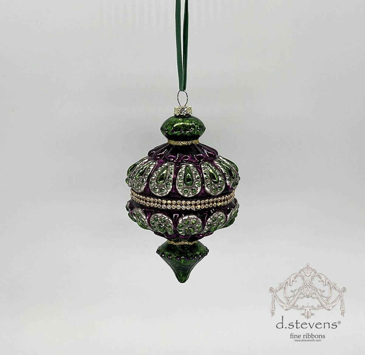 5.75" glass medallion old world finial, purple