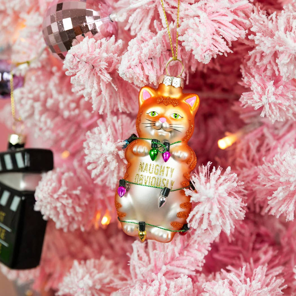 Naughty Obviously - Funny Cat Glass Ornament, Christmas Gift