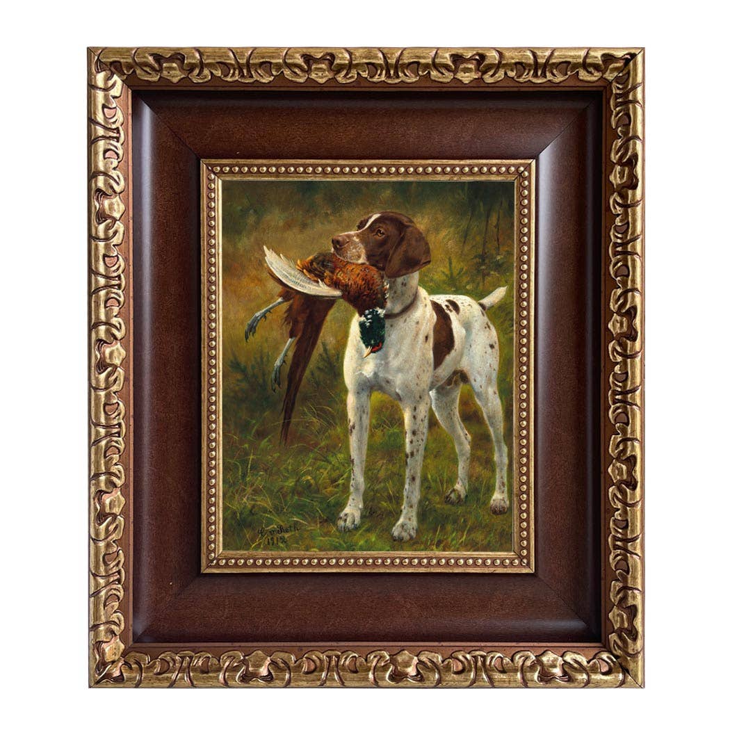 English Pointer with Pheasant Painting Print on Canvas