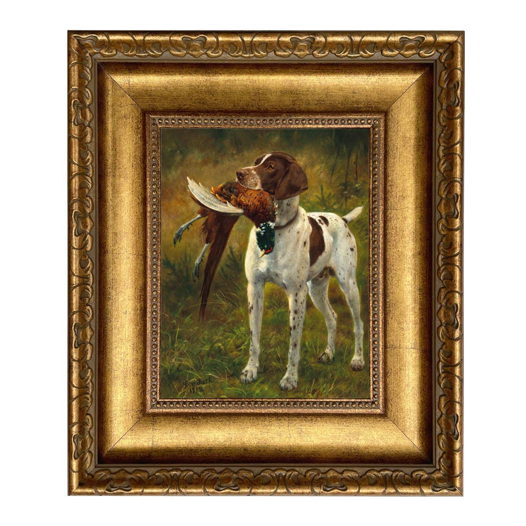 English Pointer with Pheasant Painting Print on Canvas