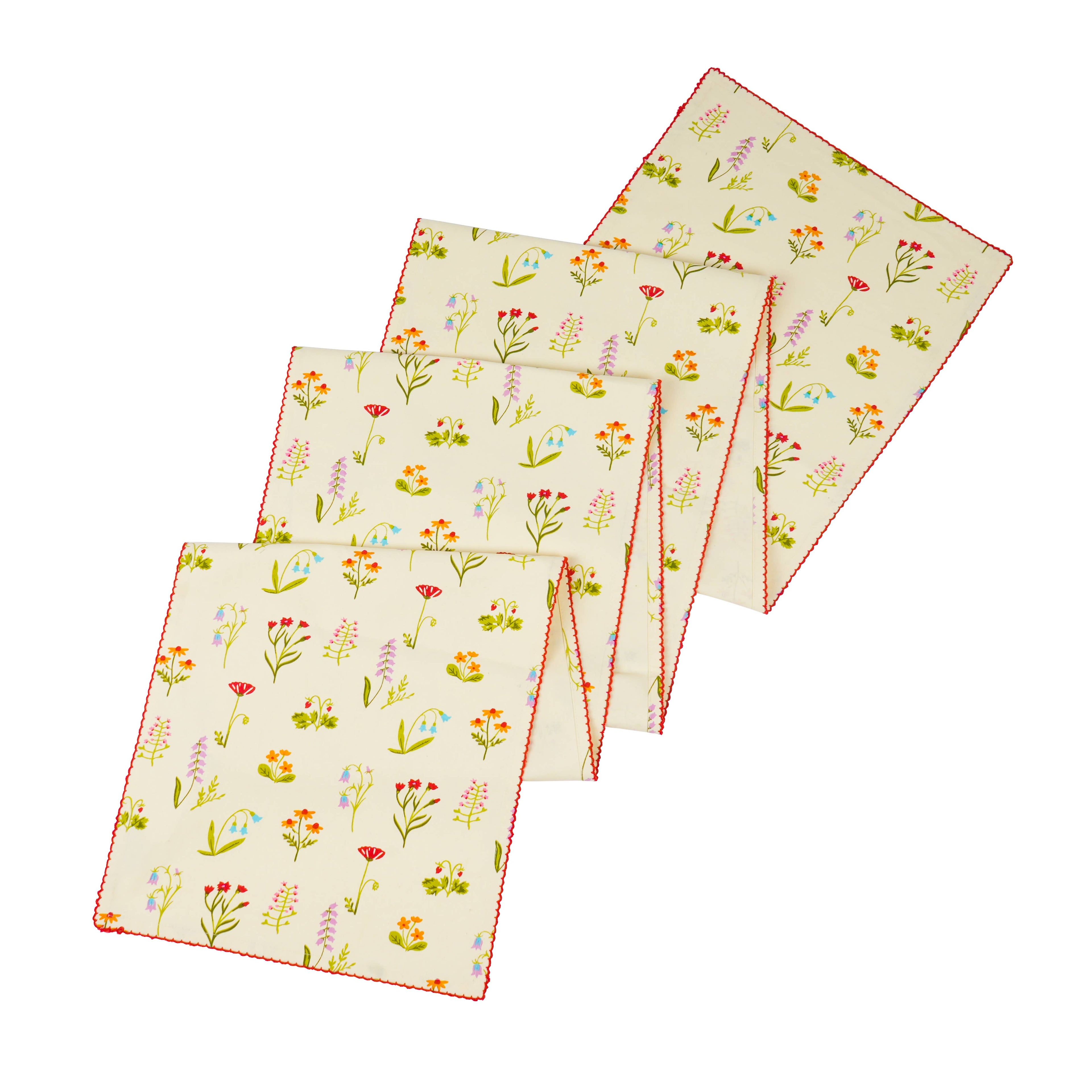 Spring Palette Block Print Cotton Table Runner