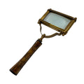 Rectangular Antiqued Brass Magnifier, Horn Handle, 10-1/2"