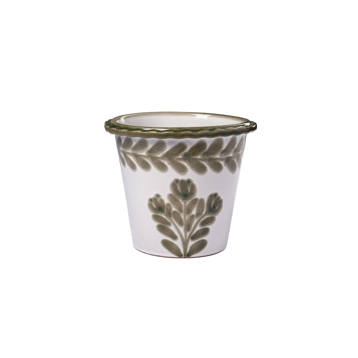 POT THUMBPRINT MED GREEN & WHITE