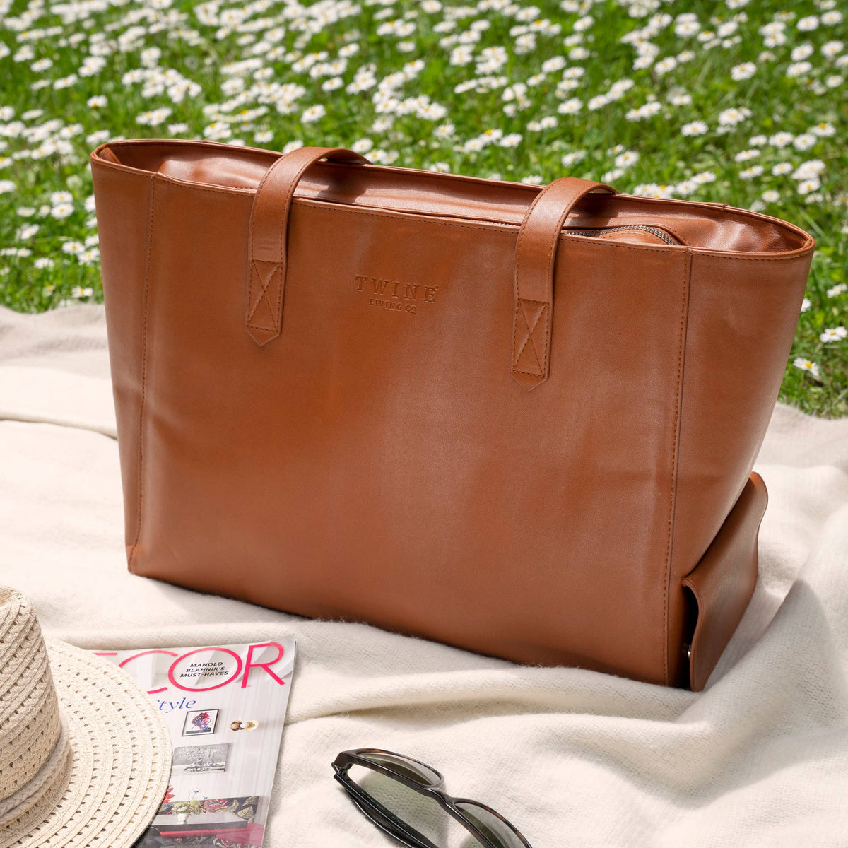 Faux Leather Insulated Wine Tote