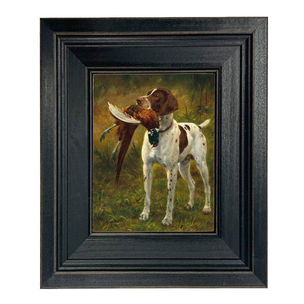 English Pointer with Pheasant Painting Print on Canvas